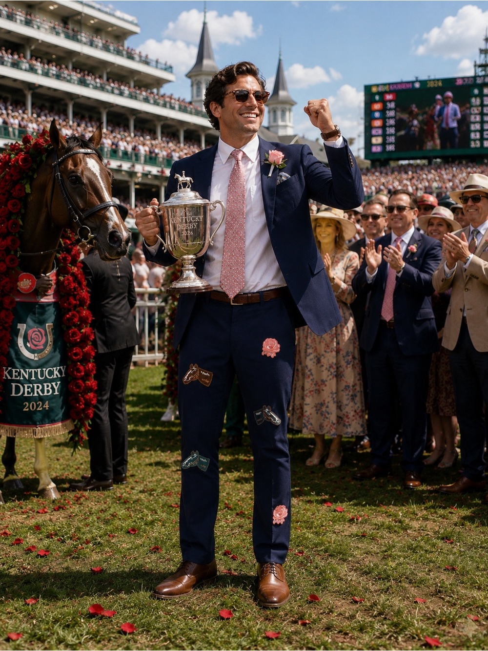 NWT Vineyard Vines x Kentucky Derby Horse Patch Chino Pants 36x32 Navy MSRP $168
